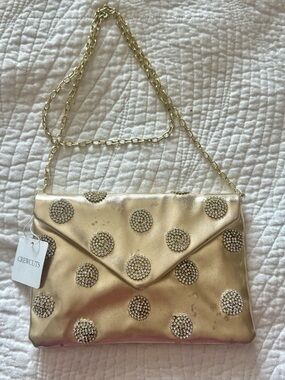 Crewcuts Gold Polka Dot Embellished Envelope Shoulder Bag